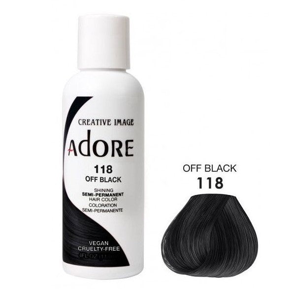 Adore półprzezroczysty kolor włosów 118 Off Black 118ml