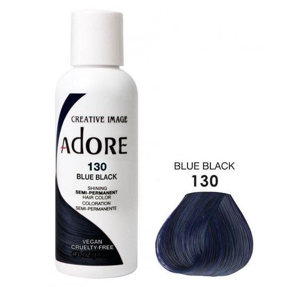 Adore półprzezroczysty kolor włosów 130 niebieski czarny 118 ml